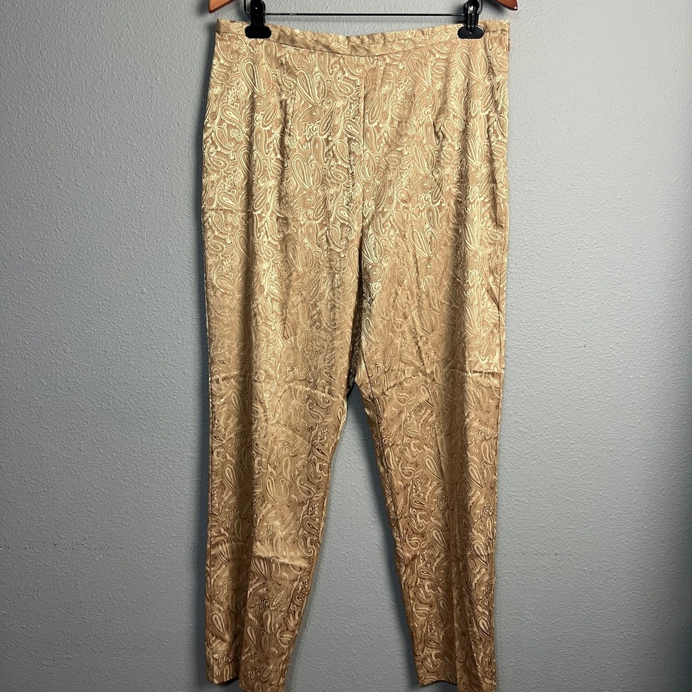 Worthington Gold Paisley‎ Pattern Pants Size 16 Ladies Career Casual Retro Glam